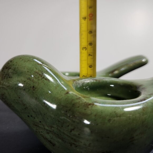 Ceramic Bird Candle Holder Tea Light Jade Green with Flecks of Brown Set Of 2 - Picture 7 of 9